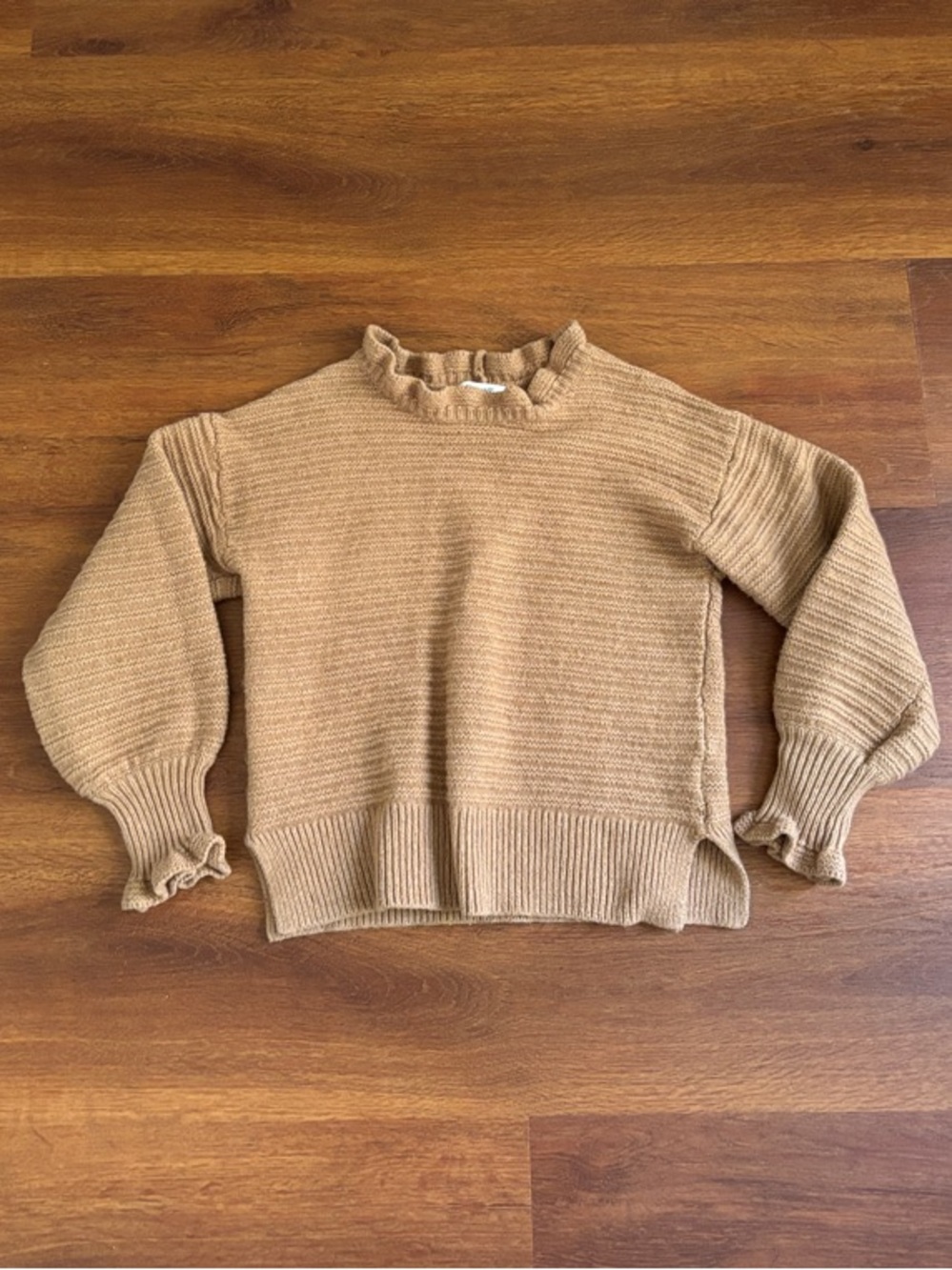 Madewell Ruffle Pullover Sweater in Toffee - S